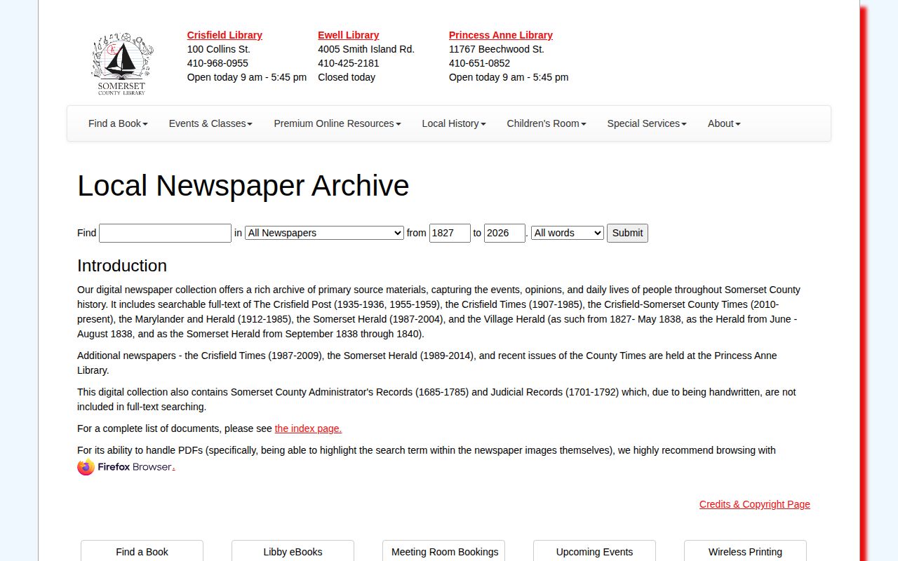 Somerset County Library crime news newspaper archive