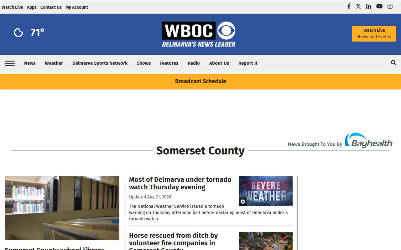 Somerset County crime news section on WBOC