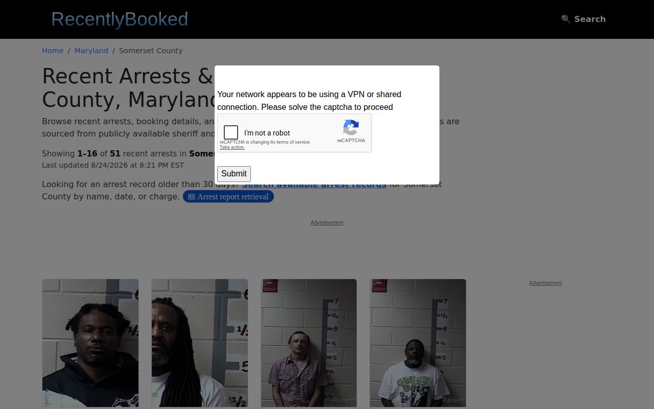 RecentlyBooked unofficial Somerset County page